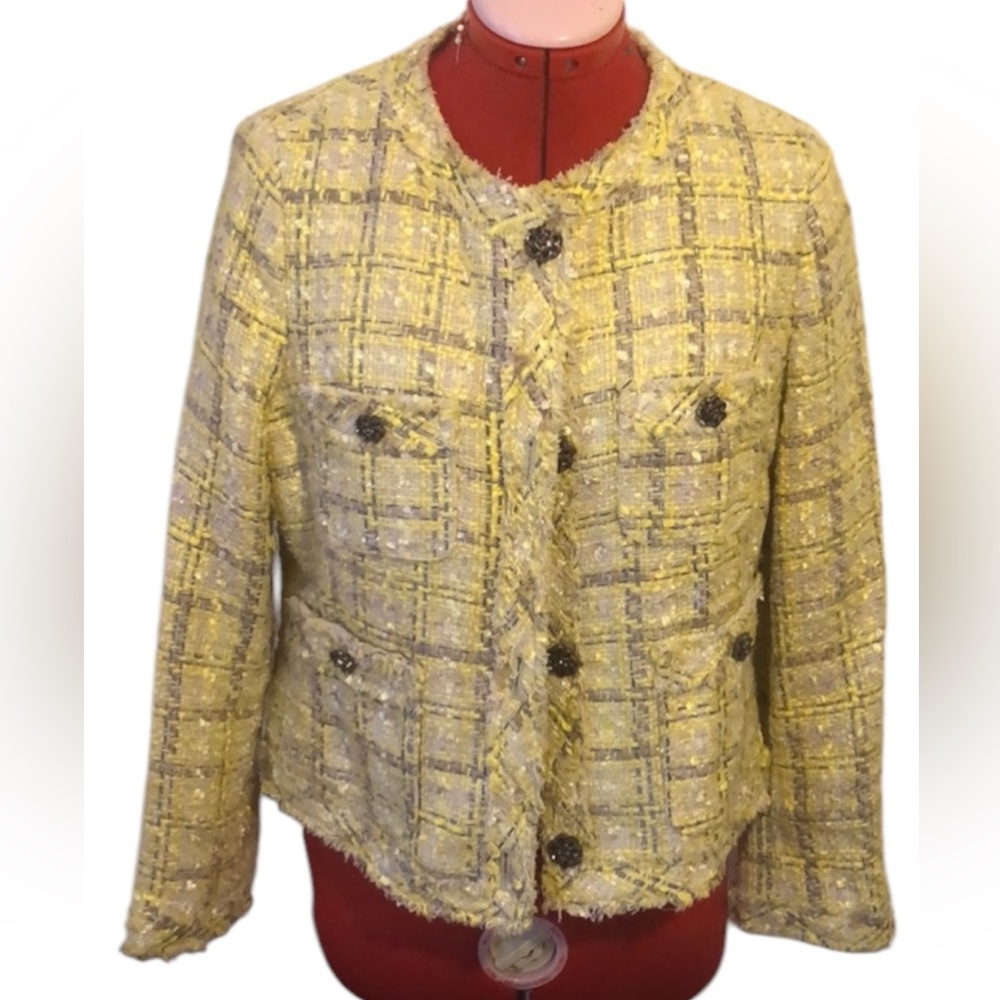 Yellow beige Tweed boucle Jacket